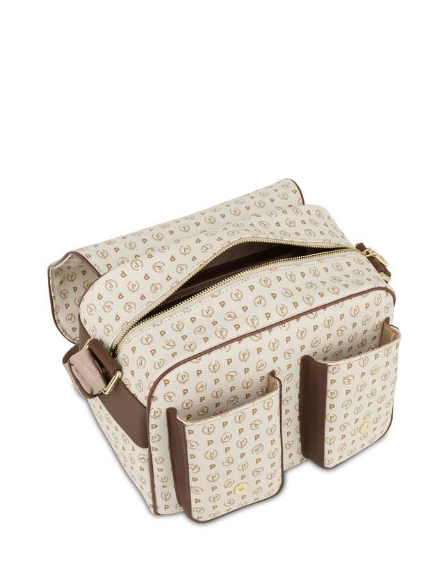 Pollini Borsa A Spalla Multitasche Heritage Logo Classic Avorio/marrone Promozione Limitata