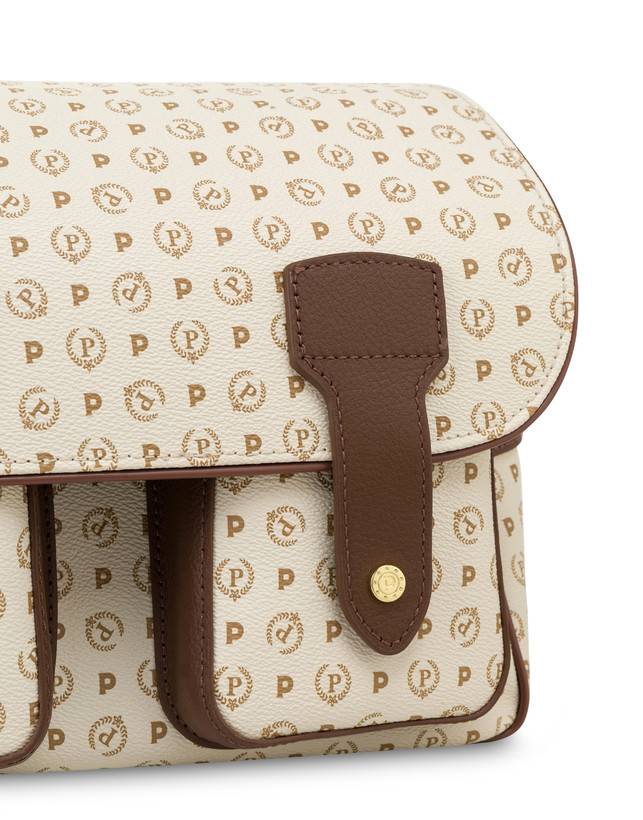 Pollini Borsa A Spalla Multitasche Heritage Logo Classic Avorio/marrone Promozione Limitata