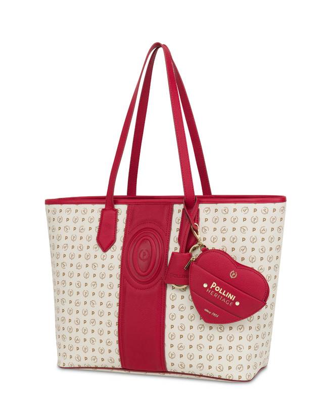 Pollini Shopping Bag Heritage 70th Anniversary Avorio/rosso Prezzo Ridotto