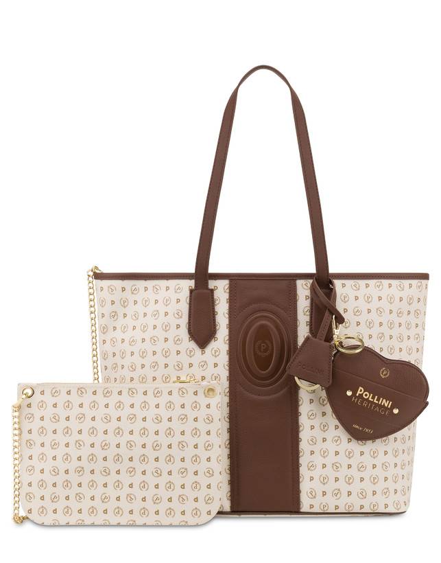 Pollini Shopping Bag Heritage 70th Anniversary Avorio/marrone Sconto