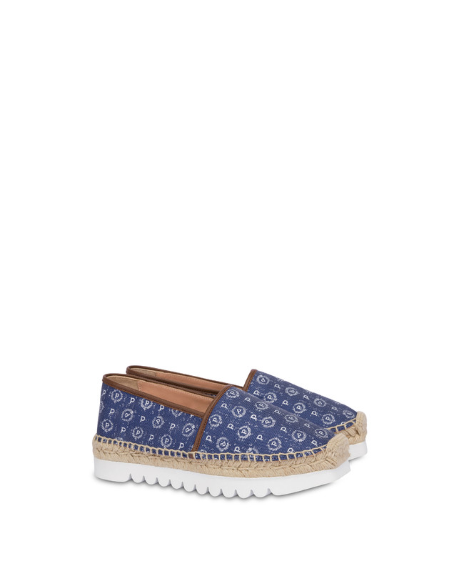 Pollini Espadrillas Heritage Denim Jacquard Blu/marrone Online Outlet