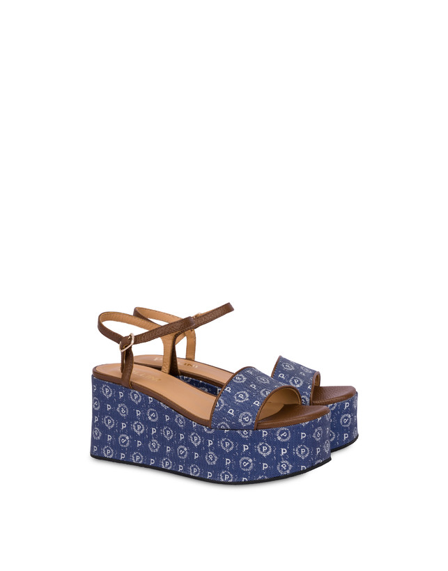 Pollini Zeppa Heritage Denim Jacquard Blu/marrone Negozio