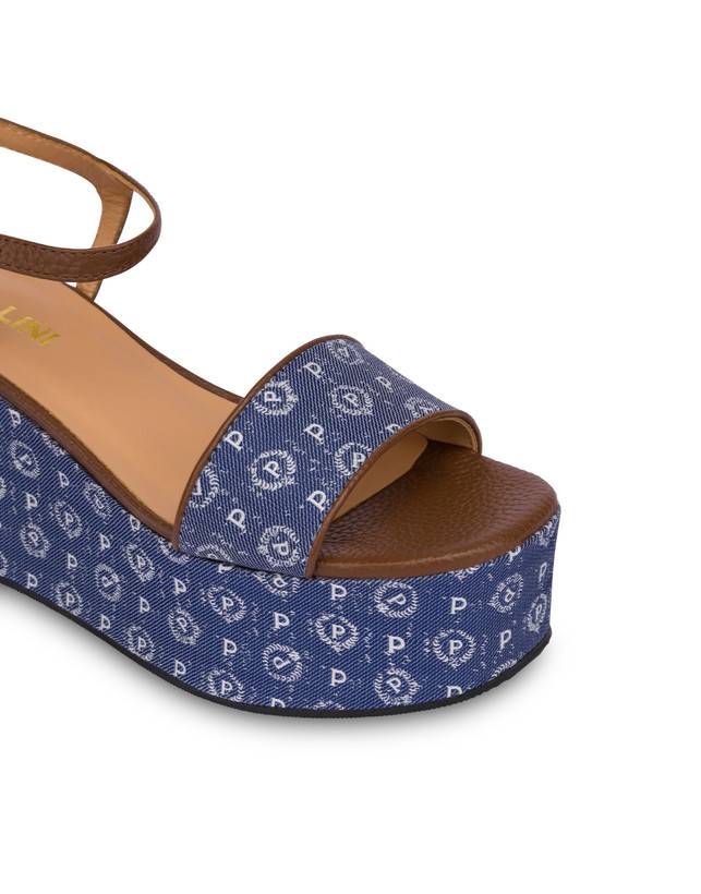 Pollini Zeppa Heritage Denim Jacquard Blu/marrone Negozio
