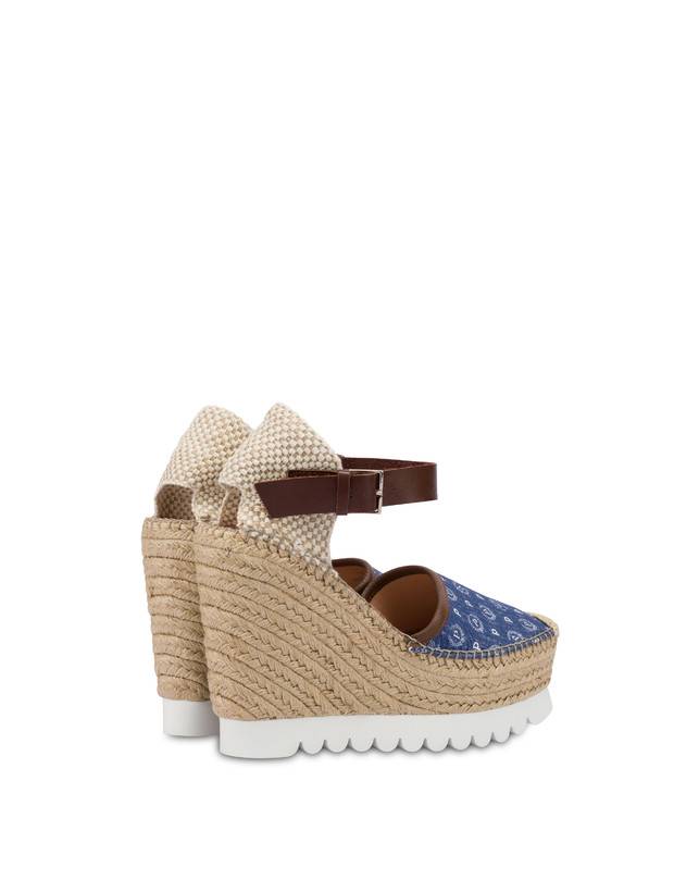 Pollini Sandali Con Zeppa Espadrillas Heritage Denim Jacquard Blu/marrone Moda