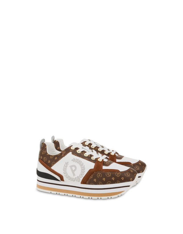 Pollini Sneakers In Vitello Heritage Forever Marrone/marrone/bianco Italia
