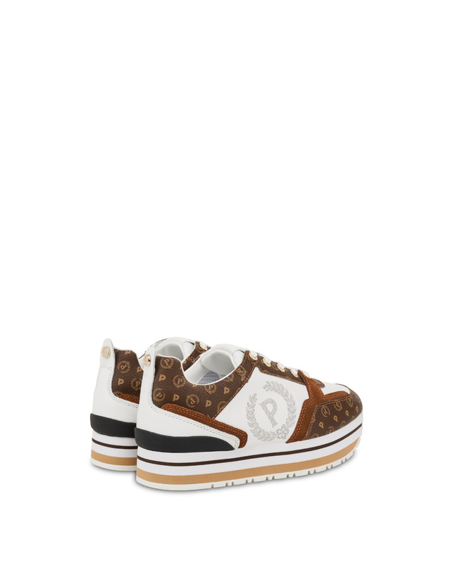 Pollini Sneakers In Vitello Heritage Forever Marrone/marrone/bianco Italia