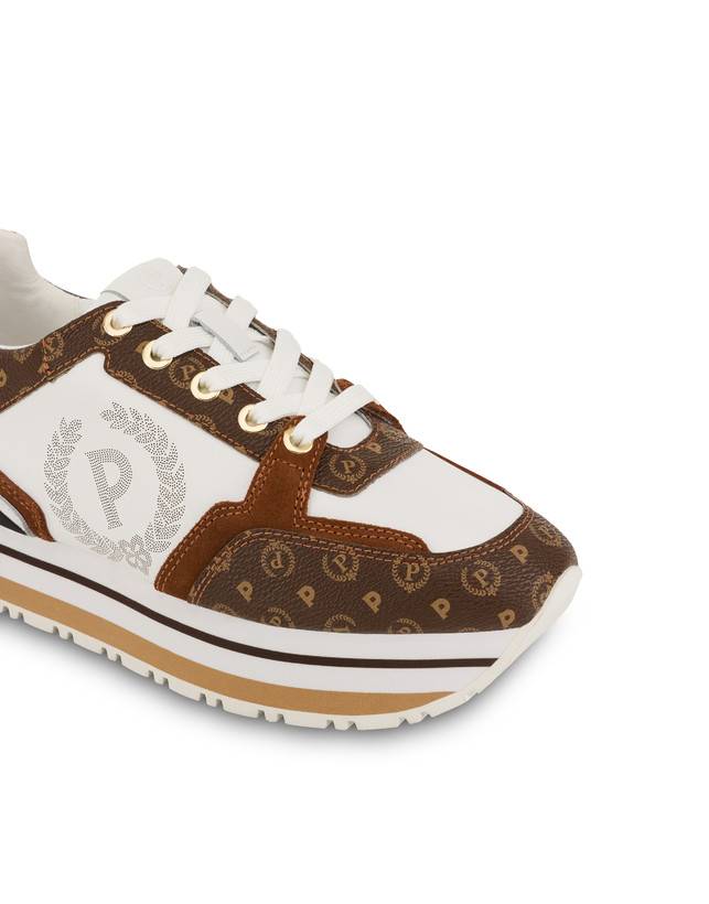 Pollini Sneakers In Vitello Heritage Forever Marrone/marrone/bianco Italia