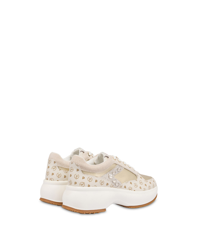 Pollini Sneakers Con Pietre E Strass Forever Avorio/platino Pezzi Unici