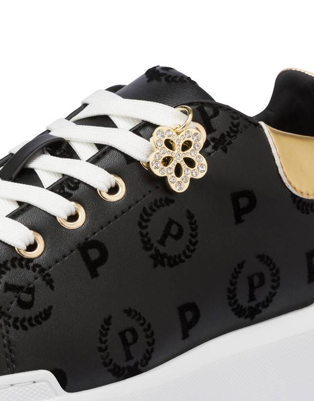 Pollini Sneakers Con Charm Heritage Flock Nero/nero Negozi Online