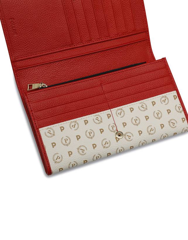 Pollini Portafoglio Heritage Logo Classic Avorio/lacca Prezzo Ridotto