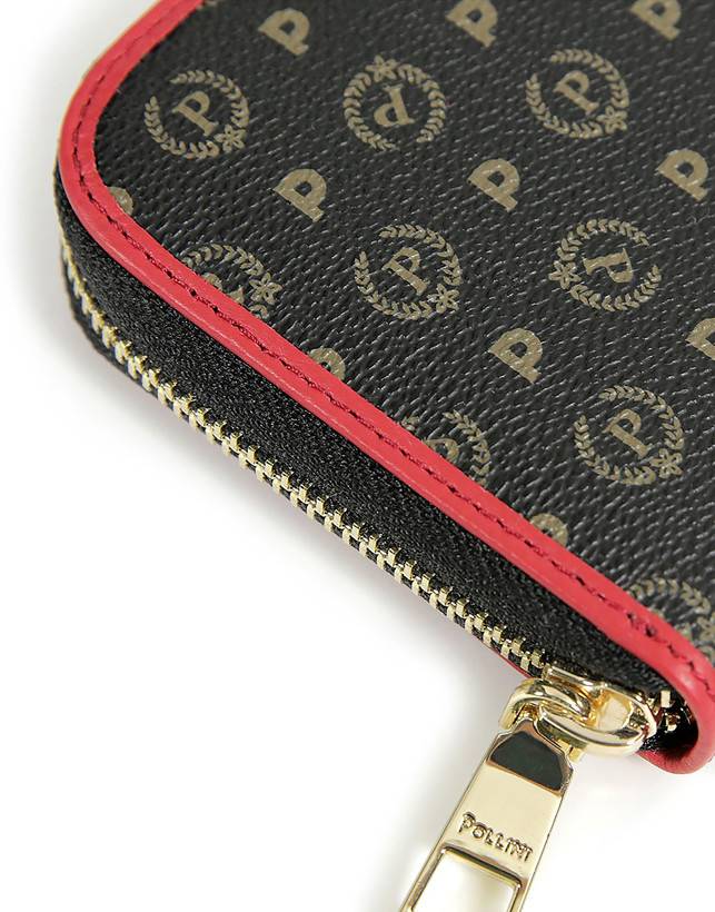Pollini Portafoglio Zip Around Heritage Logo Classic Nero/lacca Presa