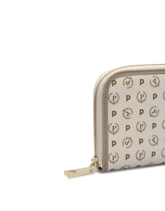 Pollini Portafoglio Zip Around Heritage Logo Classic Avorio/ghiaccio Outlet