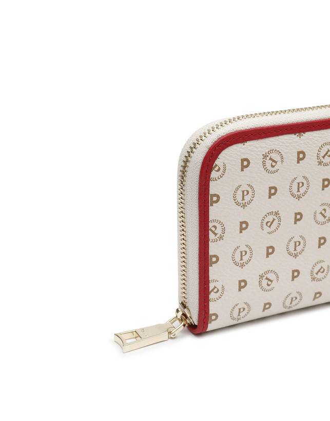 Pollini Portafoglio Zip Around Heritage Logo Classic Avorio/lacca In Vendita