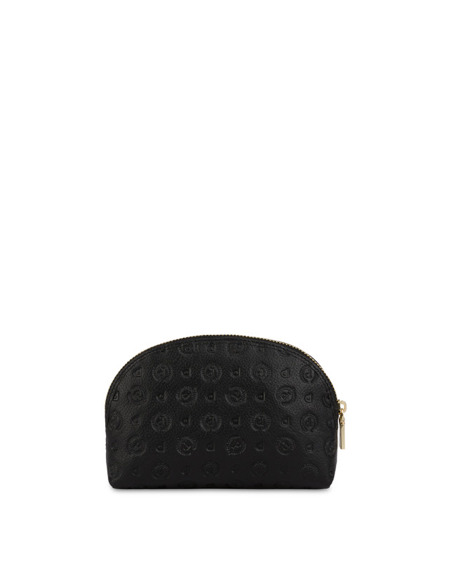 Pollini Pouch Heritage Logo Embossed Nero Saldi Di Fabbrica