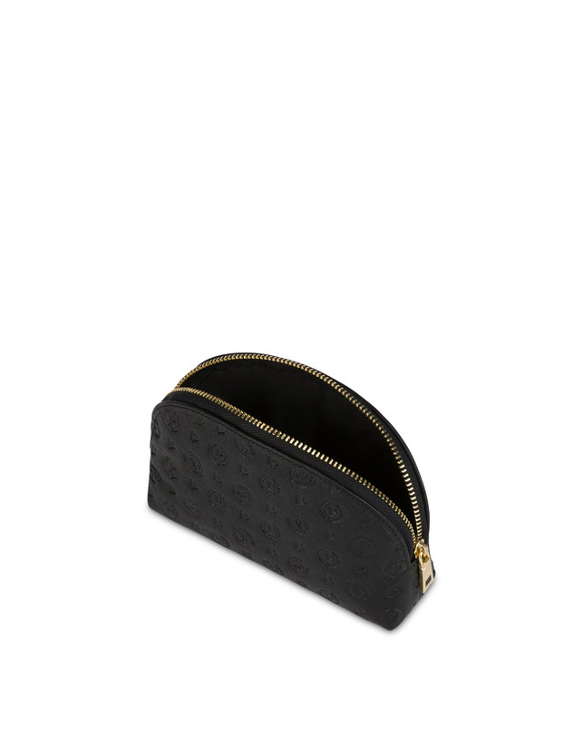 Pollini Pouch Heritage Logo Embossed Nero Saldi Di Fabbrica