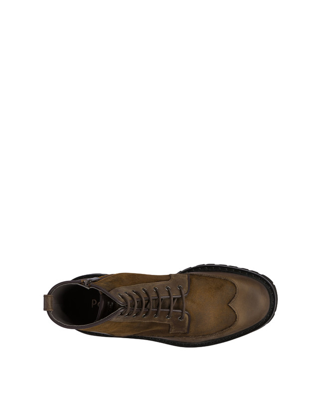 Pollini Combat Boot In Crosta E Vitello Budapest Fango/fango Negozio