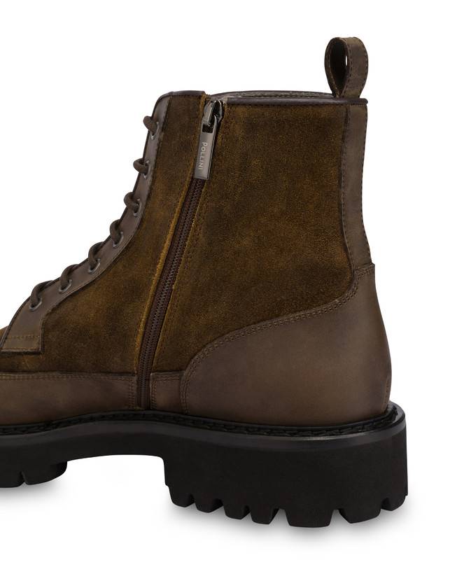 Pollini Combat Boot In Crosta E Vitello Budapest Fango/fango Negozio