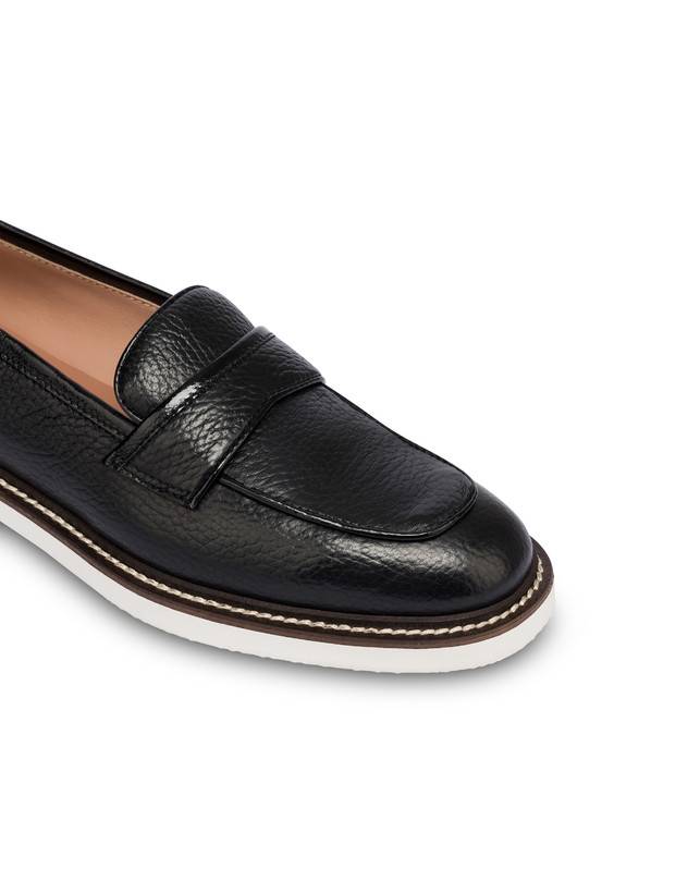Pollini Mocassini In Vitello Mannish Nero/nero Spedizione Gratuita