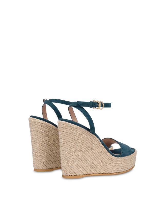 Pollini Sandalo Con Zeppa In Camoscio Playa Pavone Qualità Garantita