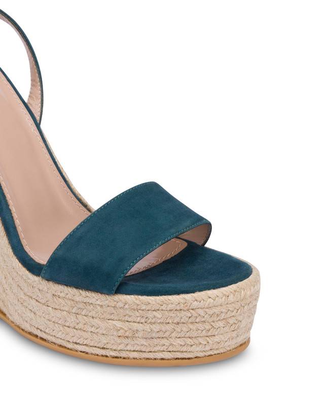 Pollini Sandalo Con Zeppa In Camoscio Playa Pavone Qualità Garantita