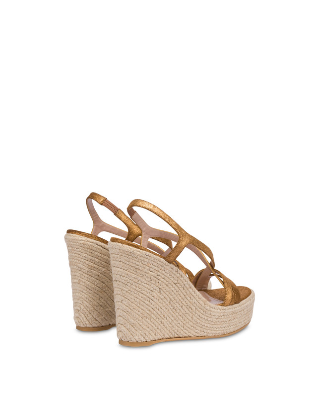Pollini Sandalo Con Zeppa In Crosta Laminata Playa Oro Negozi Online