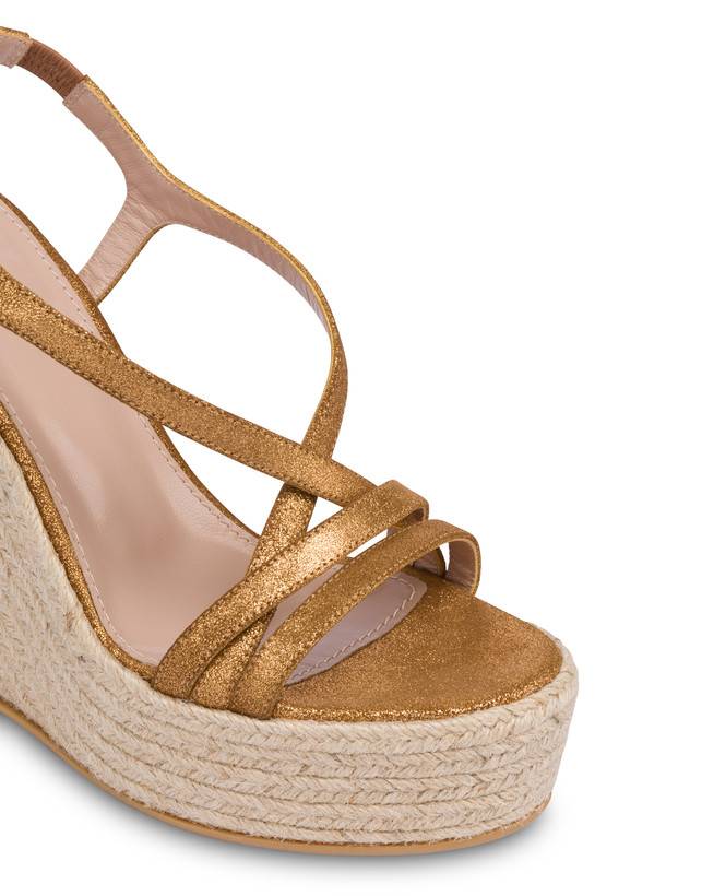 Pollini Sandalo Con Zeppa In Crosta Laminata Playa Oro Negozi Online