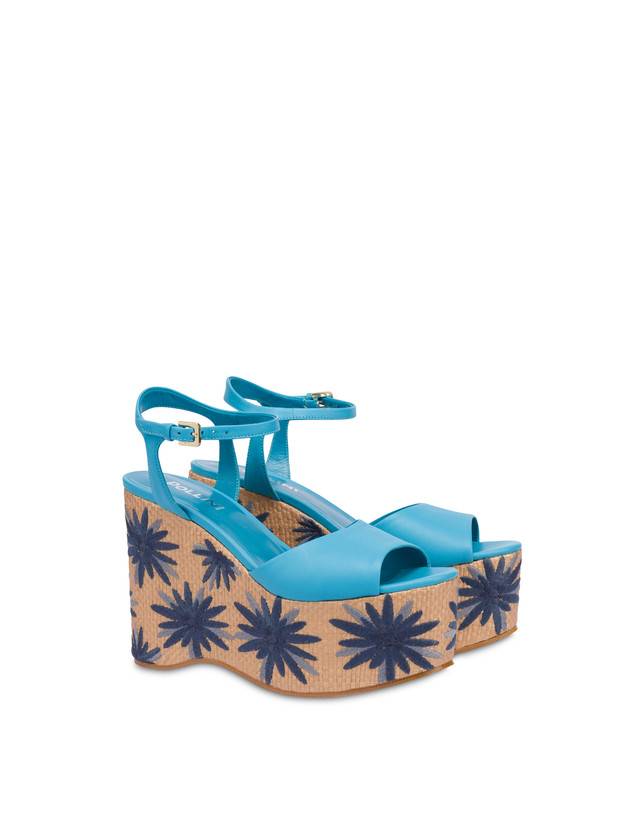 Pollini Sandali Con Zeppa Ricamata Desert Rose Pool/naturale Promozione Limitata