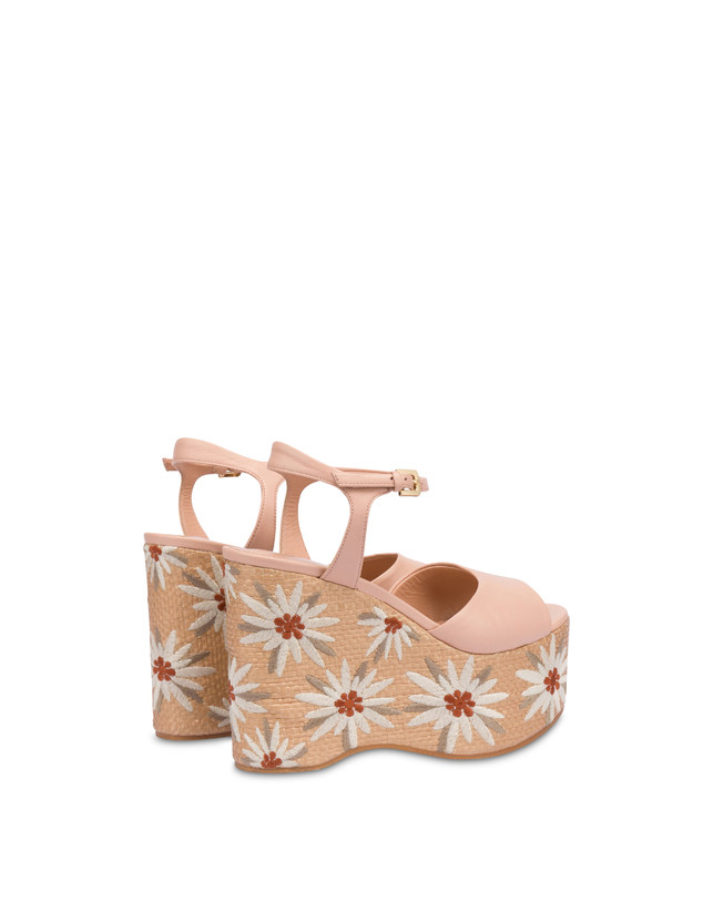 Pollini Sandali Con Zeppa Ricamata Desert Rose Nude/naturale Fino Al -60%