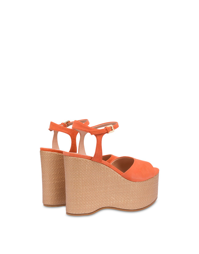 Pollini Sandali In Nappa Con Zeppa Capri Coral/naturale Affare Del Giorno