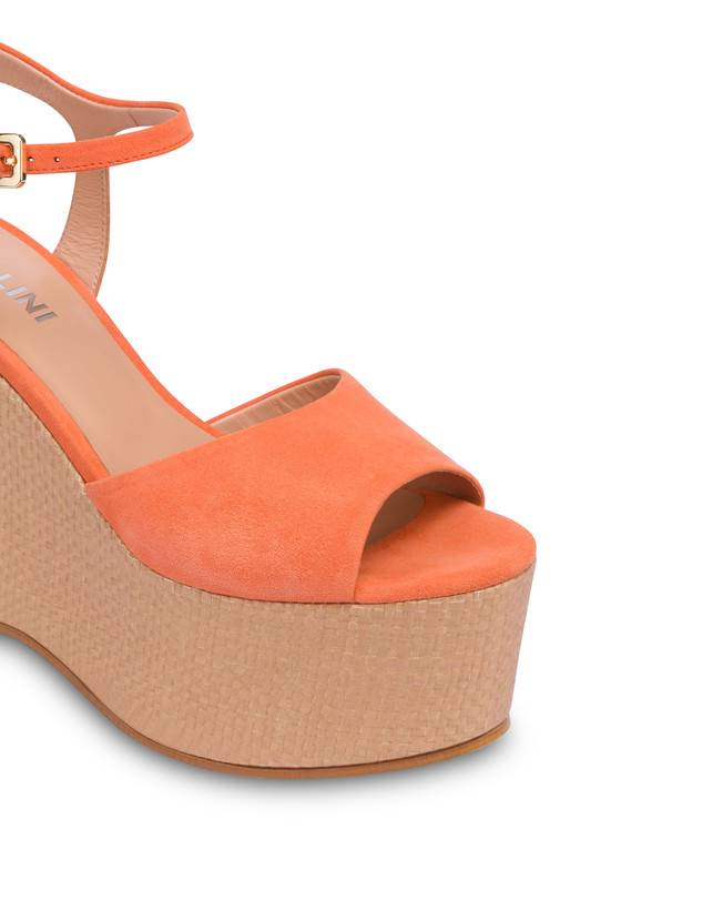 Pollini Sandali In Nappa Con Zeppa Capri Coral/naturale Affare Del Giorno