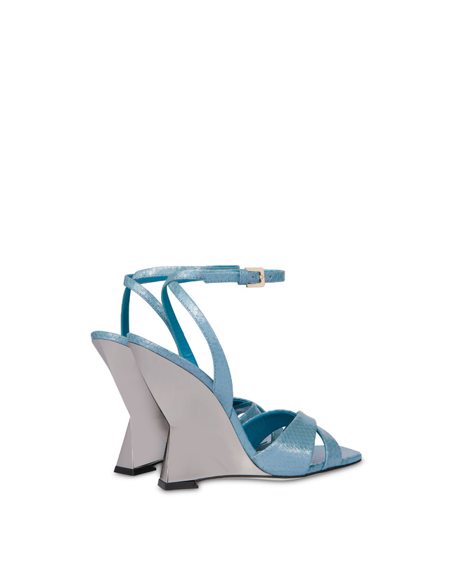 Pollini Sandali Con Zeppa Stampa Pitone Cote D'azur Pool/argento Convenienza