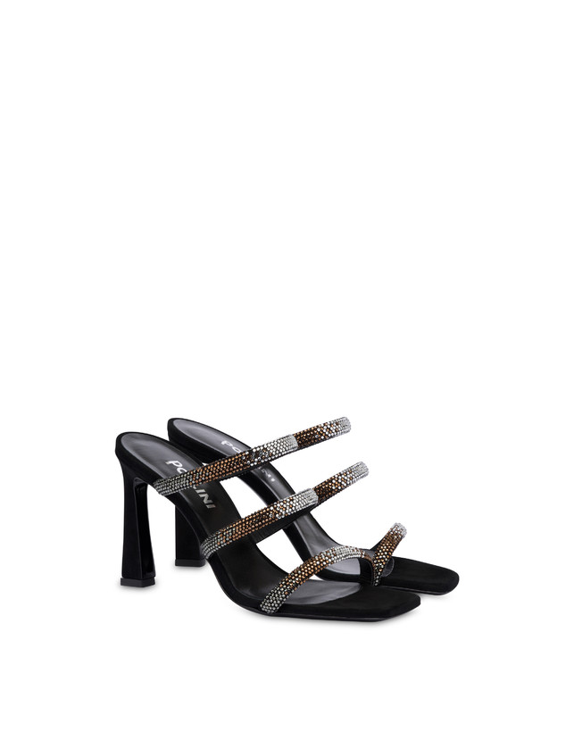 Pollini Mules Con Tacco Bling Bling Nero Novità