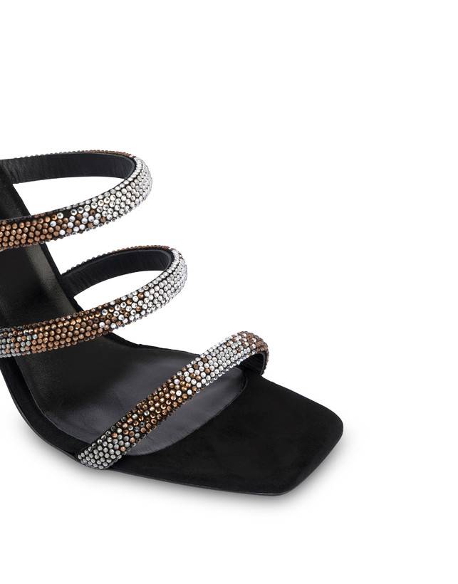Pollini Mules Con Tacco Bling Bling Nero Novità