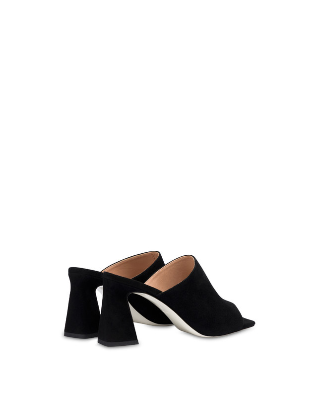 Pollini Mules Con Tacco In Camoscio Nina Nero Offerta