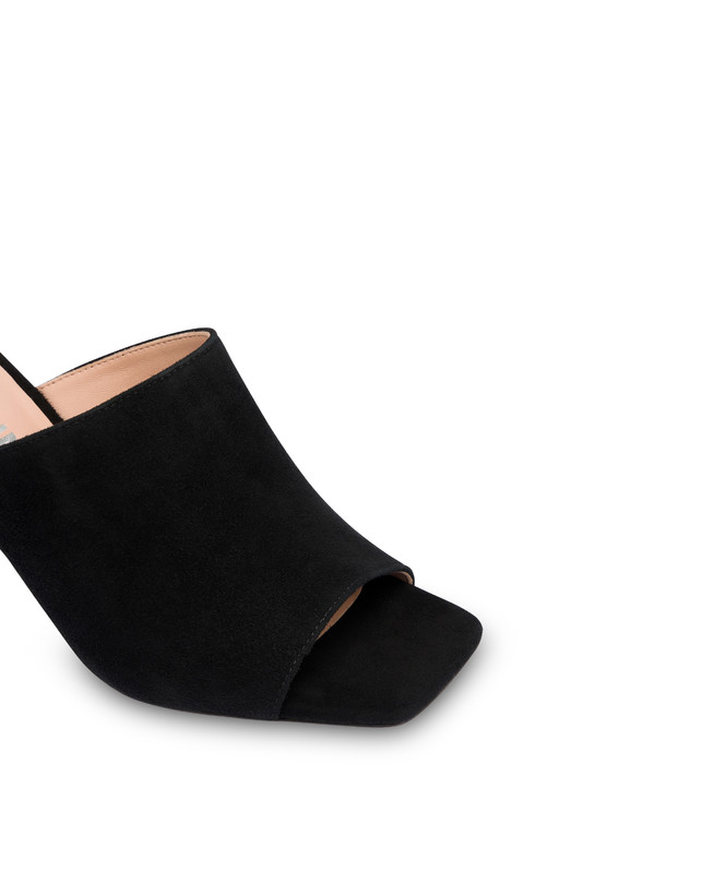 Pollini Mules Con Tacco In Camoscio Nina Nero Offerta