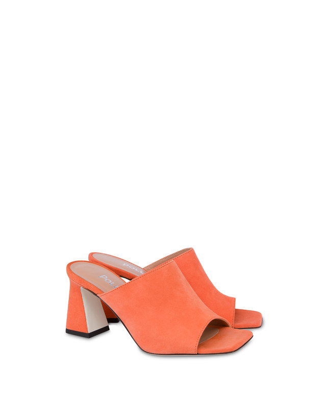 Pollini Mules Con Tacco In Camoscio Nina Coral Economico