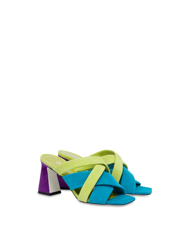 Pollini Mules In Camoscio Colour Explosion Pool/apple/iris Online