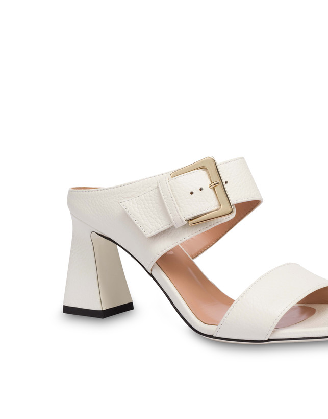 Pollini Sandali In Vitello Bottalato Con Fibbia Ethos Bianco In Vendita