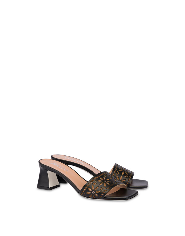 Pollini Sandali In Vitello Laserato Desert Rose Nero Negozio