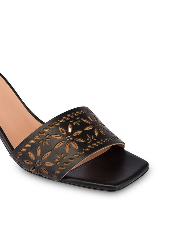 Pollini Sandali In Vitello Laserato Desert Rose Nero Negozio
