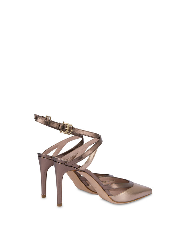 Pollini Sandali In Nappa Laminata Glam Sabbia/toffee In Saldo
