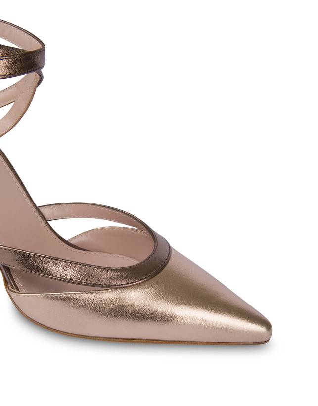 Pollini Sandali In Nappa Laminata Glam Sabbia/toffee In Saldo