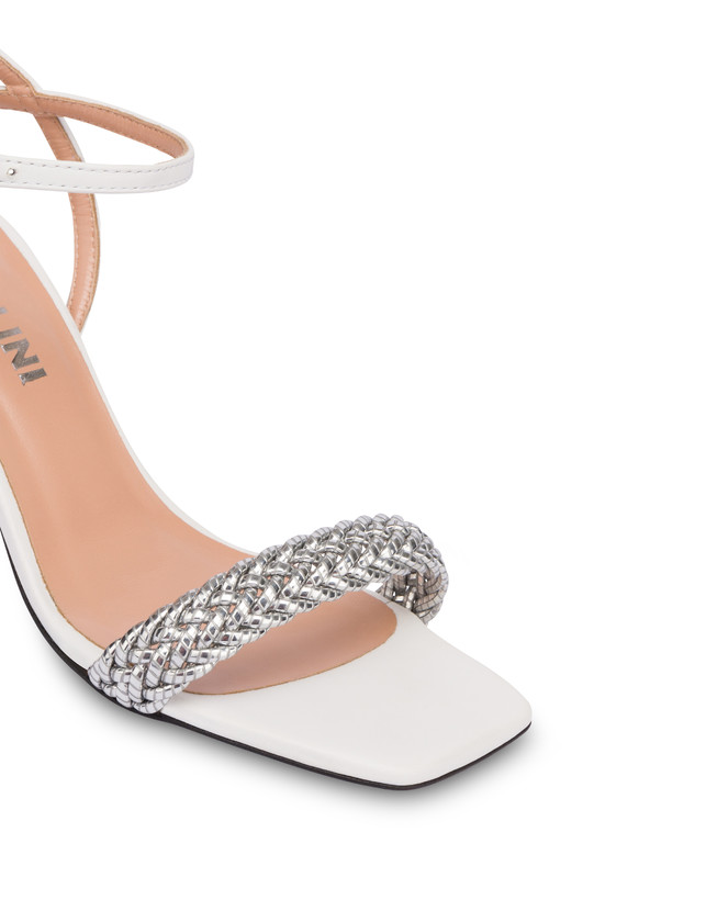 Pollini Sandali In Vitello E Specchio Laminato Italian Savoir Faire Argento/bianco 2025