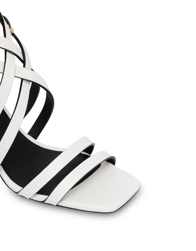 Pollini Sandali In Vitello E Nappa Laminata Incontri Bianco/oro In Linea
