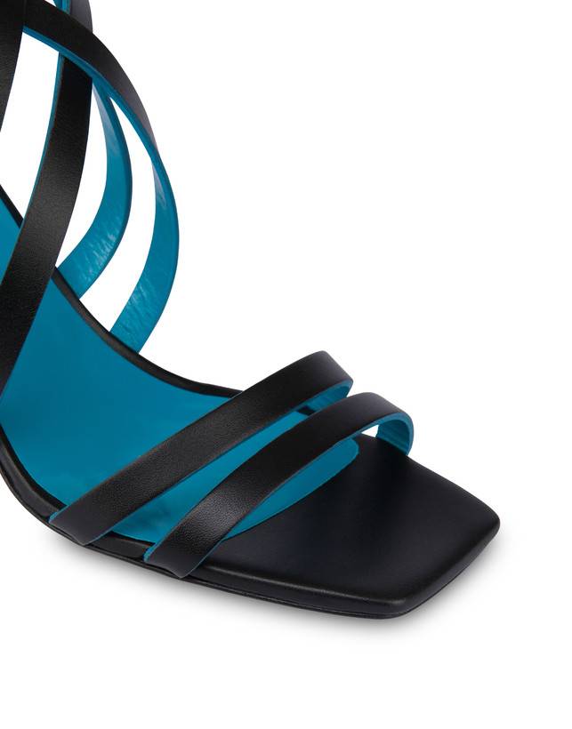 Pollini Sandali In Vitello E Nappa Laminata Incontri Nero/argento Nuovo
