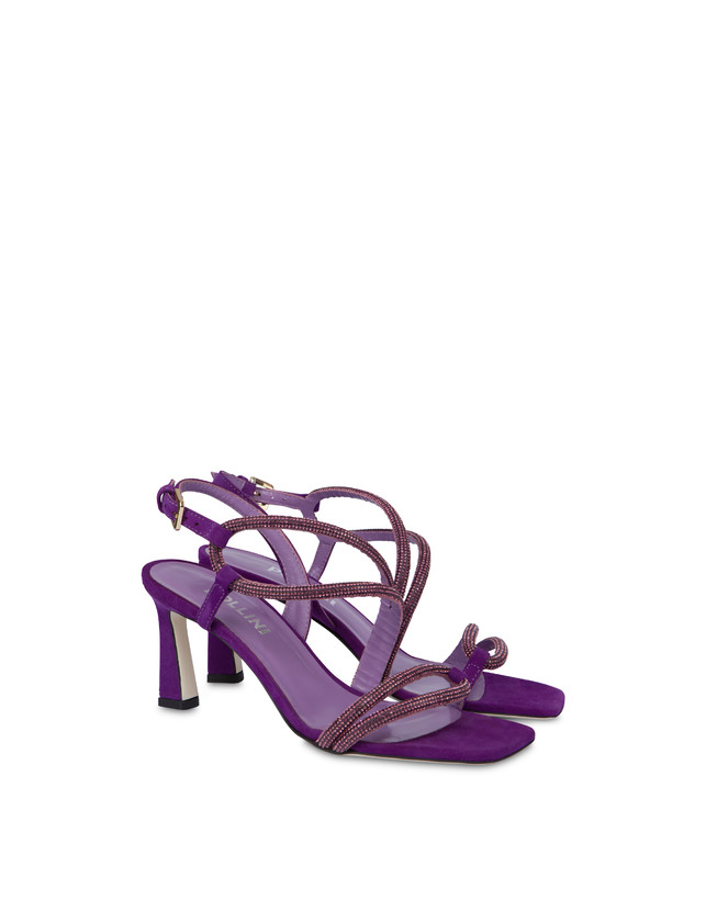 Pollini Sandali In Camoscio Con Strass Bling Bling Iris Qualità