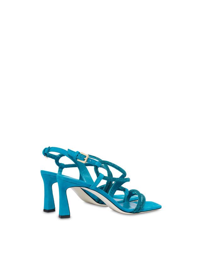 Pollini Sandali In Camoscio Con Strass Bling Bling Pool Vendita