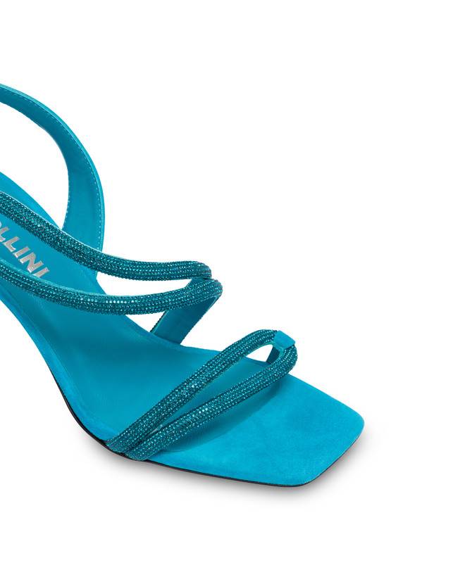 Pollini Sandali In Camoscio Con Strass Bling Bling Pool Vendita