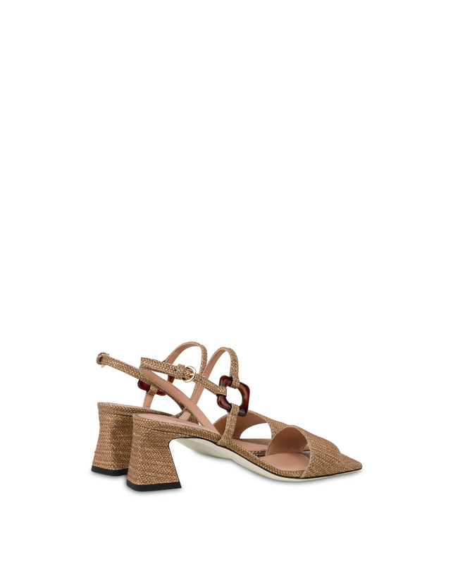 Pollini Sandali In Vitello Stampa Intreccio Between The Lines Wood-oro Negozi Online
