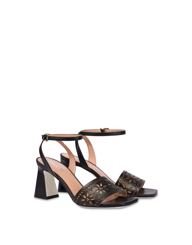 Pollini Sandali In Vitello Con Intagli Desert Rose Nero Presa
